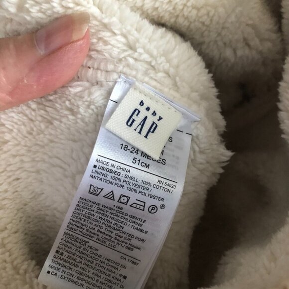 Baby Gap Fair Isle Wool Fleece Lined Beanie Hat 18 - 24 M Ivory Blue Yellow NEW - Picture 2 of 5